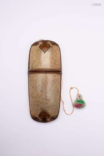 A WHITE SHAGREEN AND BRASS SPECTACLE CASE 19TH OR 20TH CENTU...