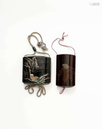 TWO JAPANESE MOTHER OF PEARL AND LACQUER INRO EDO OR MEIJI, ...