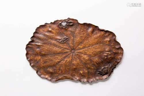 A LARGE WOOD TRAY FOR INCENSE 19TH/20TH CENTURY Shaped as a ...