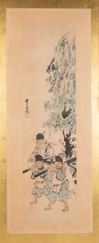 KAWANABE KYOSAI (1831-89) MEIJI ERA, 19TH CENTURY Three Japa...