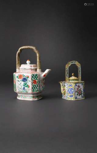 TWO CHINESE TEAPOTS AND COVERS KANGXI 1662-1722 AND 19TH CEN...