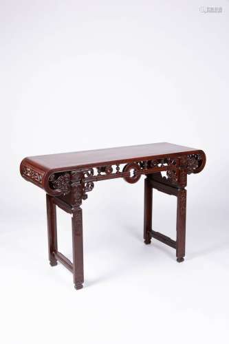 A CHINESE HARDWOOD ALTAR TABLE LATE QING DYNASTY The rectang...