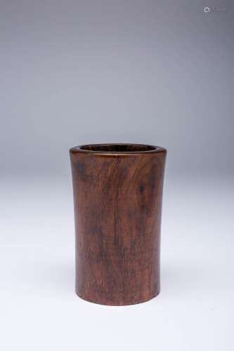 A SMALL CHINESE HUANGHUALI BRUSHPOT, BITONG QING DYNASTY Wit...
