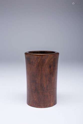 A SMALL CHINESE HUANGHUALI BRUSHPOT, BITONG QING DYNASTY Wit...