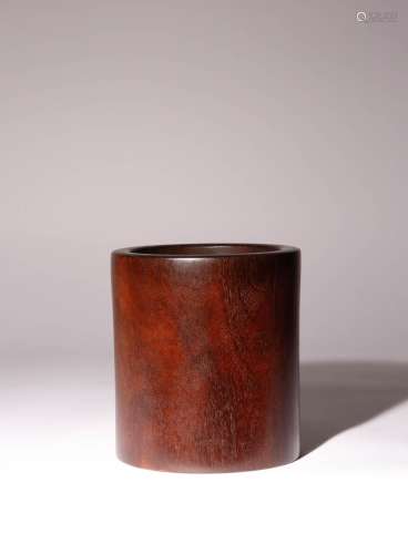 A CHINESE HARDWOOD BRUSHPOT, BITONG QING DYNASTY OR LATER Th...