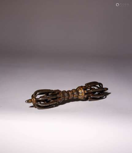 A HIMALAYAN PARCEL-GILT IRON VAJRA PROBABLY 18TH CENTURY The...