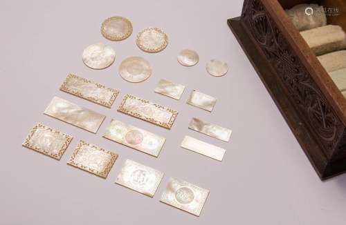 A COLLECTION OF CHINESE MOTHER-OF-PEARL COUNTERS 19TH CENTUR...