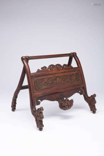 A CHINESE HARDWOOD STAND OR EASEL LATE QING DYNASTY Supporte...