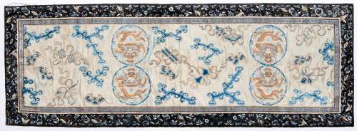 A CHINESE EMBROIDERED SILK `DRAGON` PANEL QING DYNASTY Decor...
