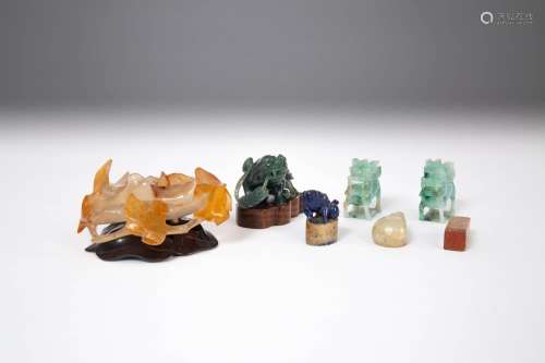 A GROUP OF SEVEN CHINESE STONE ITEMS QING DYNASTY AND LATER ...