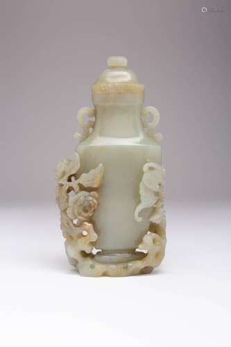 A CHINESE CELADON JADE VASE AND COVER QING DYNASTY OR LATER ...