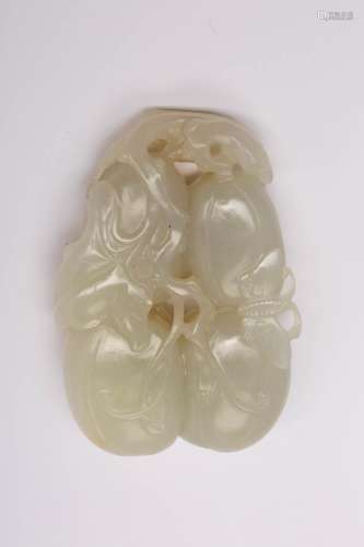 A CHINESE CELADON JADE CARVING OF FOUR MELONS QING DYNASTY O...