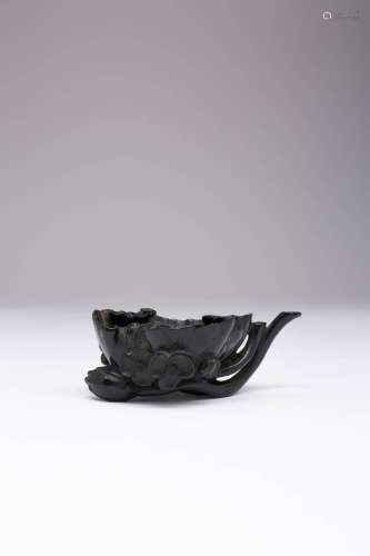 A SMALL CHINESE BLACK SOAPSTONE `LOTUS` VESSEL QING DYNASTY ...