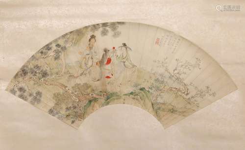 MAO NIANCI (QING DYNASTY) LADY ON HORSEBACK A Chinese fan pa...