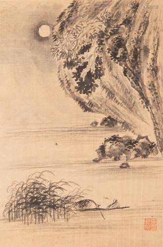 ATTRIBUTED TO DAI XI LANDSCAPE, PINE AND MOUNTAINS Five Chin...