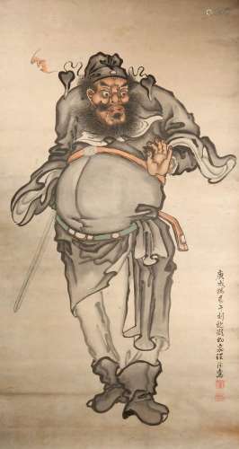 WANG GAN (LATE QING) PORTRAIT OF ZHONG KUI A Chinese scroll ...
