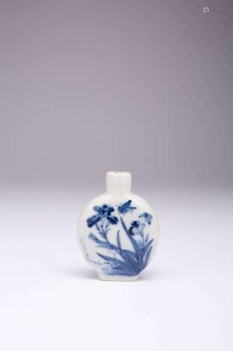 A CHINESE BLUE AND WHITE SNUFF BOTTLE ATTRIBUTED TO WANG BU ...