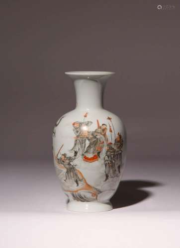 A CHINESE EN GRISAILLE AND GILT-DECORATED BALUSTER VASE 20TH...