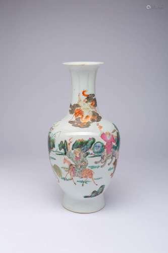 A CHINESE FAMILLE ROSE BALUSTER VASE LATE QING DYNASTY Paint...