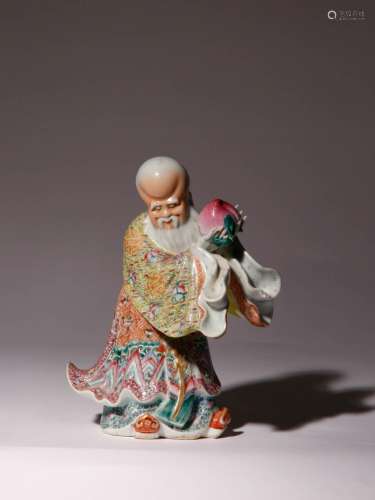 A CHINESE FAMILLE ROSE FIGURE OF SHOULAO REPUBLIC PERIOD The...