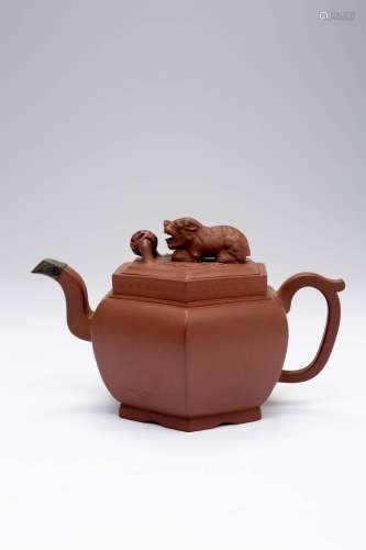 A CHINESE YIXING HEXAGONAL TEAPOT AND COVER 18TH CENTURY The...