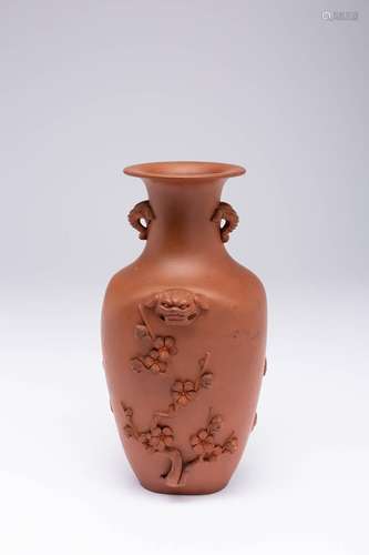 A CHINESE YIXING BALUSTER VASE QING DYNASTY Decorated with p...