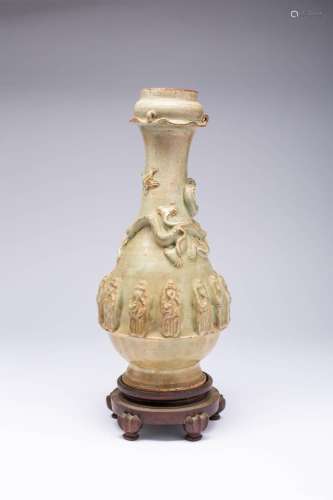 A CHINESE CELADON MOULDED VASE PROBABLY 12TH/13TH CENTURY Th...