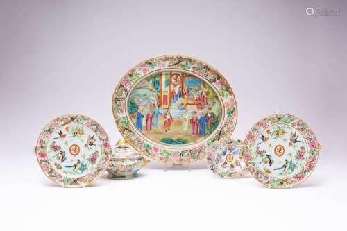 A COLLECTION OF CHINESE CANTON FAMILLE ROSE ARMORIAL WARES M...