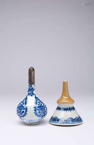 TWO CHINESE BLUE AND WHITE ITEMS KANGXI 1662-1722 One a wine...