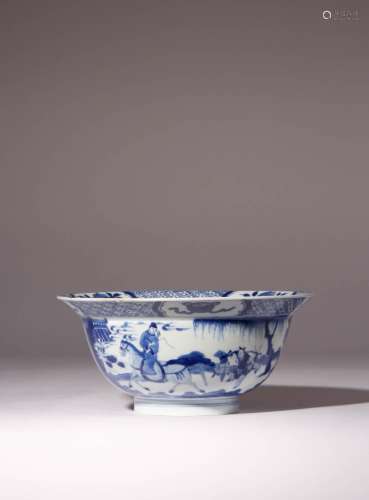 A CHINESE BLUE AND WHITE `FIGURAL` BOWL KANGXI 1662-1722 The...