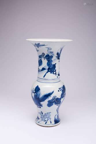 A CHINESE BLUE AND WHITE `DEER AND CRANE` YEN YEN VASE KANGX...