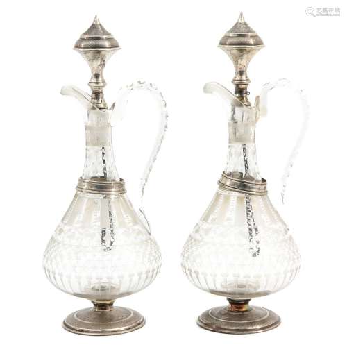 A Pair of Beautiful 19th Century Crystal Carafs