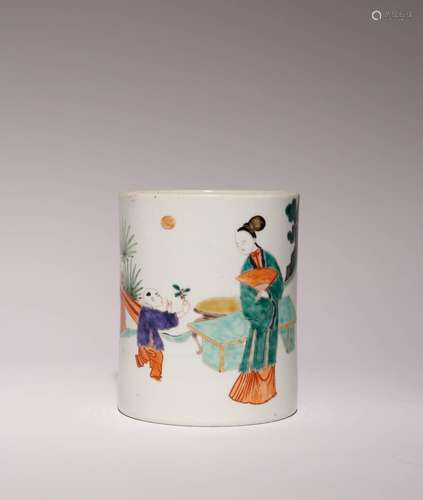 A CHINESE FAMILLE VERTE BRUSHPOT, BITONG KANGXI OR LATER Dec...