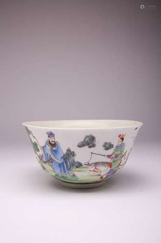 A CHINESE FAMILLE ROSE `FIGURAL` BOWL LATE QING DYNASTY Pain...