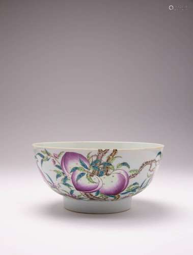 A CHINESE FAMILLE ROSE `PEACHES AND BATS` BOWL 20TH CENTURY ...