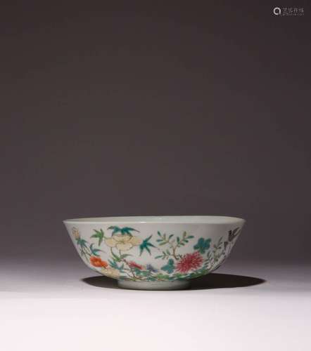 A CHINESE FAMILLE ROSE `BIRDS AND FLOWERS` BOWL GUANGXU MARK...