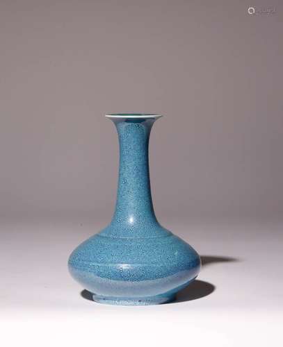 A CHINESE ROBIN`S EGG GLAZED VASE 20TH CENTURY The compresse...