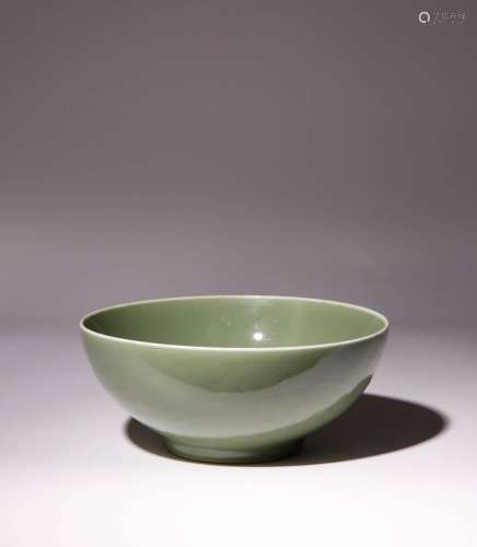 A LARGE CHINESE CARVED CELADON `LOTUS` BOWL QING DYNASTY Hea...