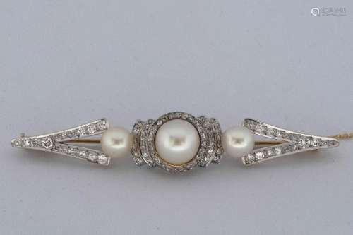 Broche en or blanc et or jaune 18 carats sertie de diamants ...