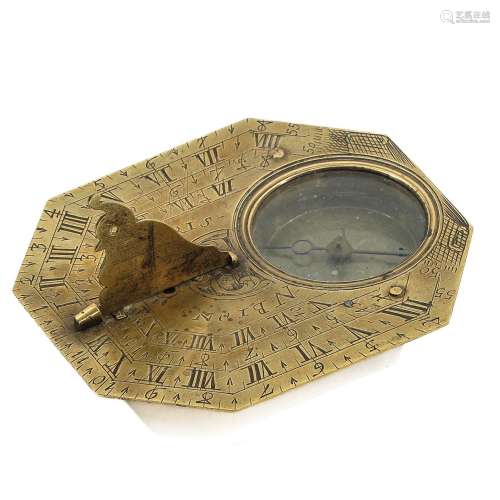 A Brass Travel Compass Circa 1700