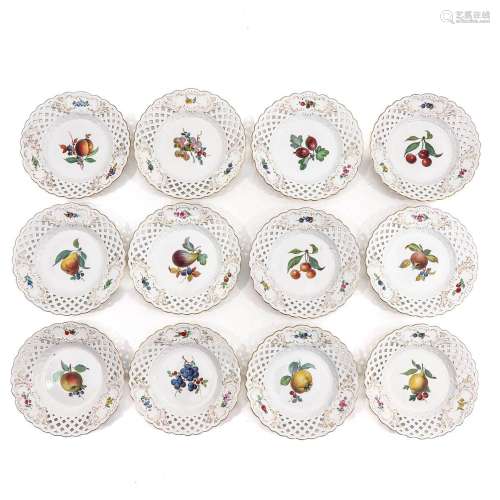 A Series of 12 19th Century Meissen Plates