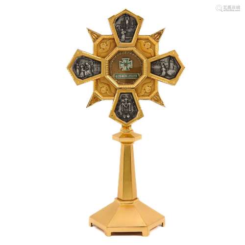 A Gold Plated Brass Relic Holder