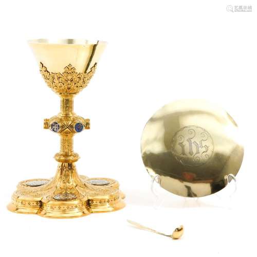 A Beautiful 19th Century Gold Plated Silver Chalice