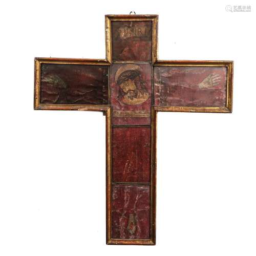An Italian Cross with Crucifix on Parchment Circa 1600