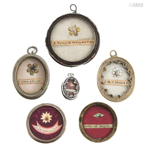 A Collection of 6 Relic Holders with Relics and Certificate