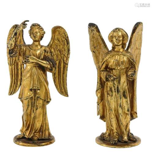 A Pair of Gilt Bronze Angels
