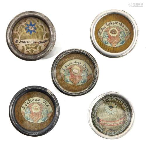 A Collection of 5 Relic Holders with Relics and Certificate