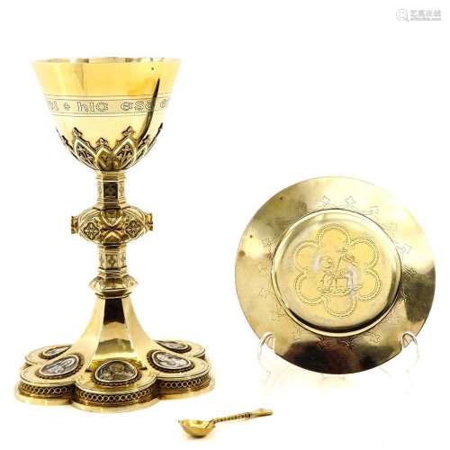 A Gold Plated Silver Neo Gothic Chalice
