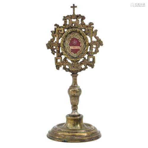 A Brass Relic Holder with Relic of Saint Peter