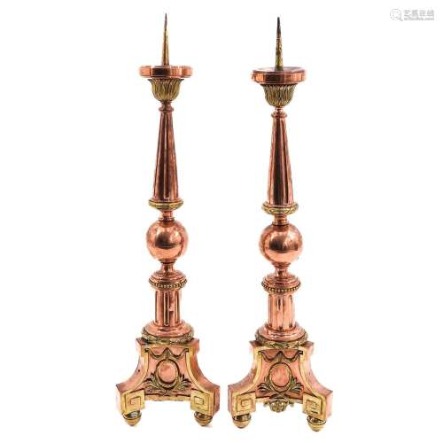 A Pair of 19th Century Church Candlesticks